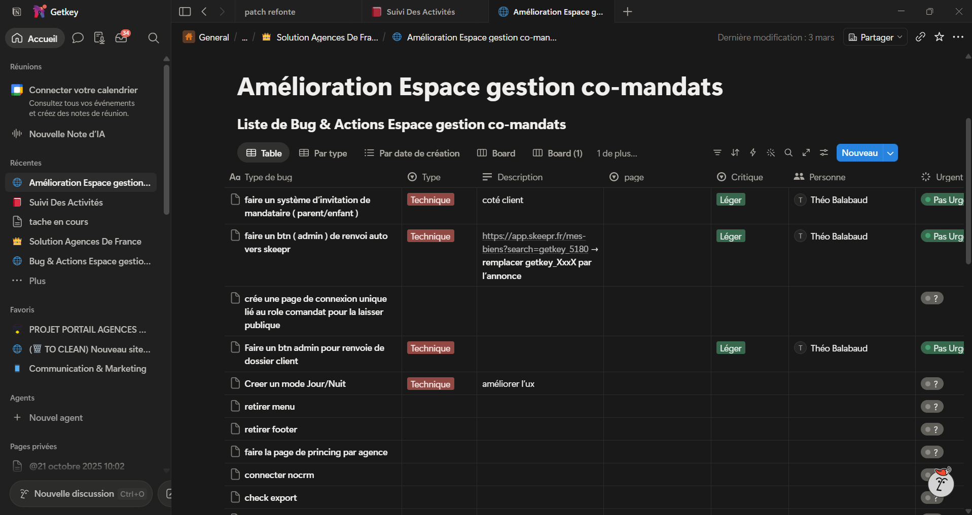 Suivi Notion des améliorations Agences de France